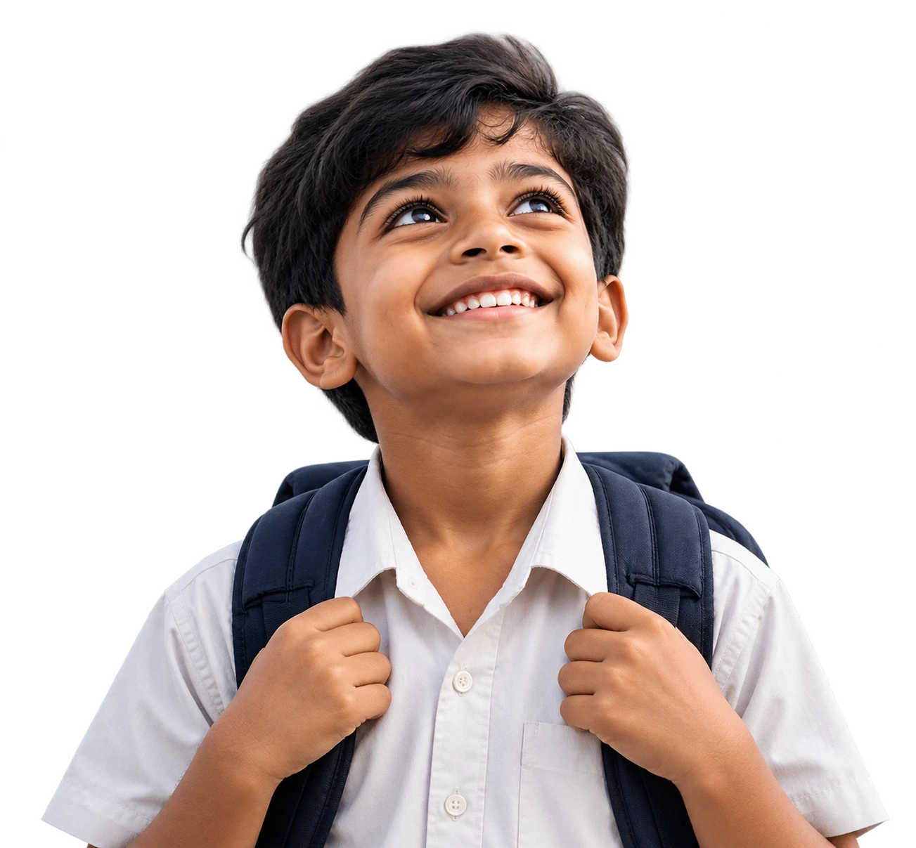 School-going boy looking up with hope - Bapu Seva Trust